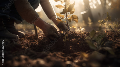 Spring gardening. Illustration Generative AI..