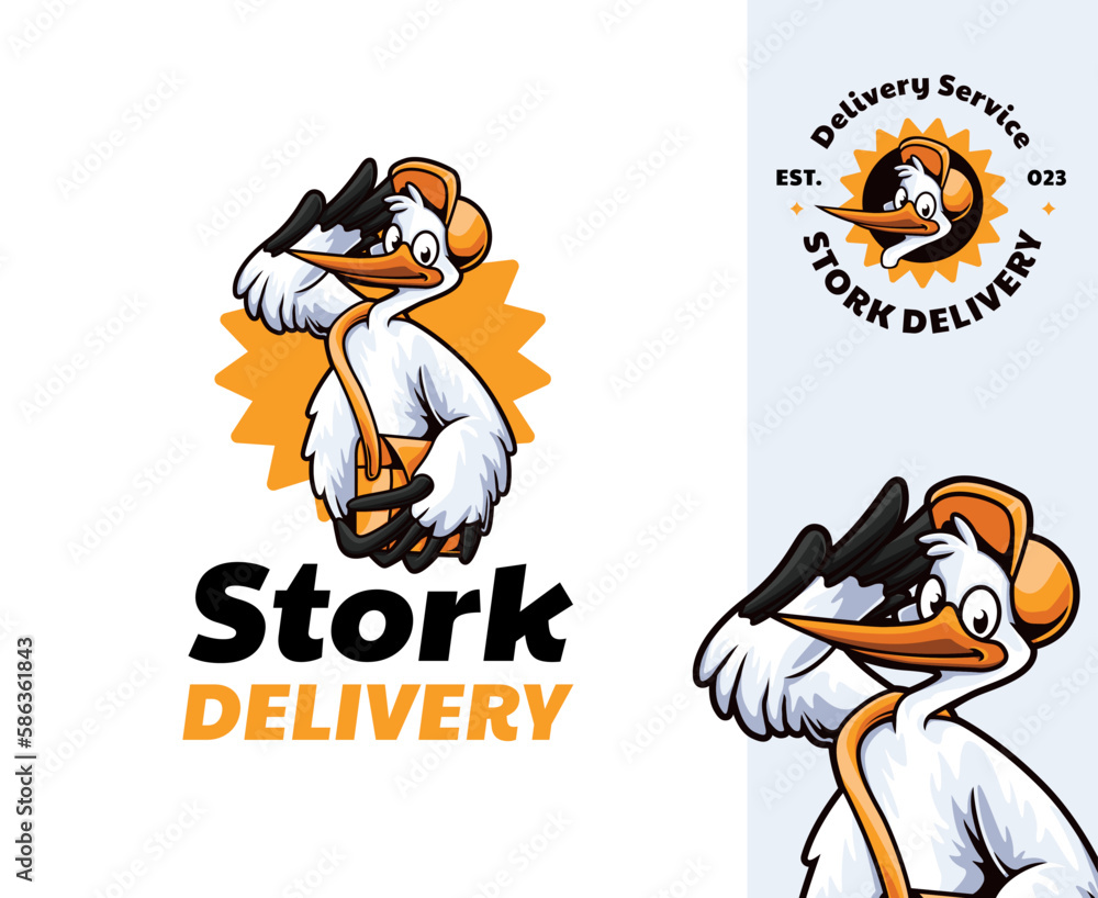 Stork Courier Mascot Logo Design