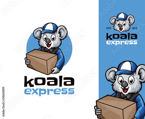 Canvas Print Koala Courier Mascot Logo Design