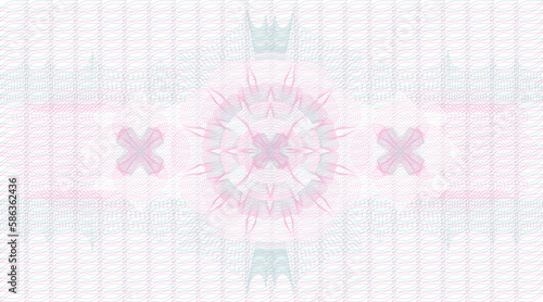 guilloche pink and green background with rosette