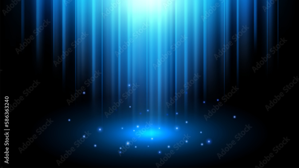 Abstract Blue Light Rays Effect with Sparks, Vector Illustration