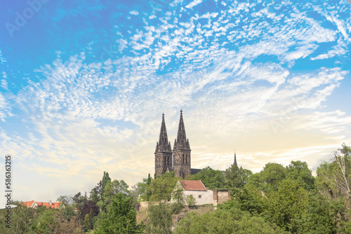 Beautiful view of Cathedral of Saints Peter Paul in Prague, Czech Republic