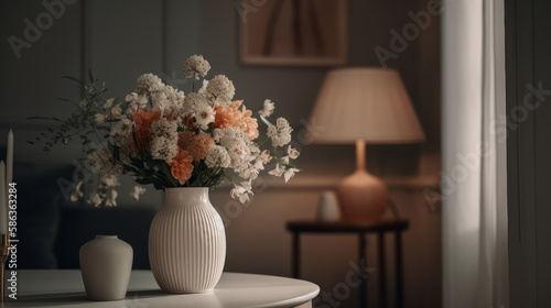 Flowers in interior. Illustration Generative AI