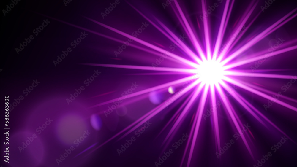 Purple Flare Light with Lens Flare, Vector Illustration