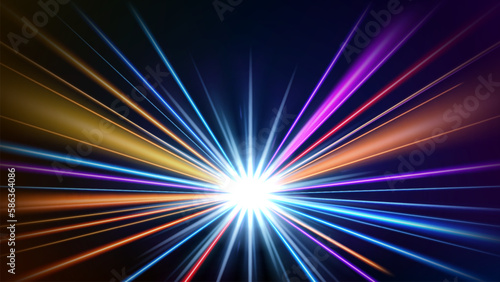 Colorful Light Trails, Going at The Speed of Light. Vector Illustration