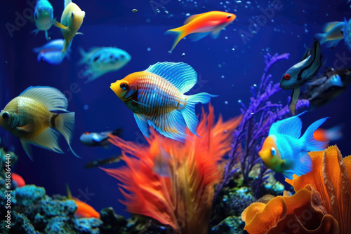 Colorful fishes in the ocean Generative AI