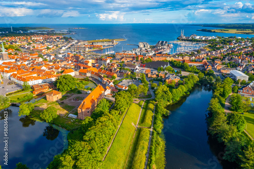 Aerial view of Danish town Nyborg photo