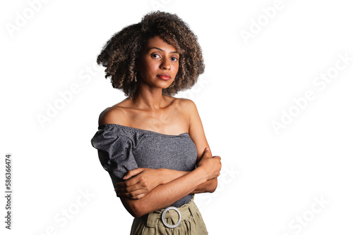 Vászonkép Brazilian black woman, posing for a photo, feminism, fight against racism and domestic violence