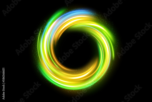 Abstract Ring Light Effect Isolated on Dark Background, Vector Illustration
