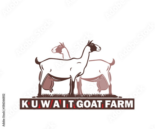 KUWAIT DAIRY GOAT  silhouette of great young goat standing vector illustrations