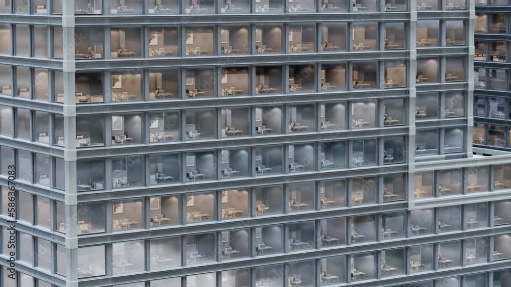 an apartment building. animation of a 3d building. apartments with lights on. camera rotating around a building an apartment building. animation of a 3d building. apartments with lights on. camera rotating around a building