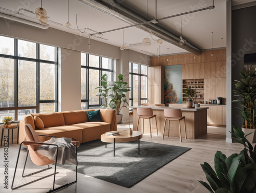 This office is designed to enhance creativity and productivity with its minimalist style, ample natural light, vibrant decor, and discreetly placed smart home technology. © FRAMEWORK