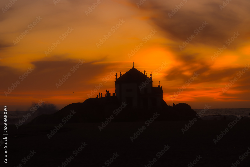 church at sunset