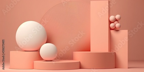 Empty podium mock up display  blank cosmetic ads stand product placement fashion ads on minimal color background  pedestal mockup scene platform ai generative promotion concept.