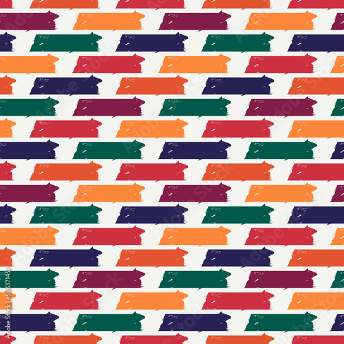 Paint brush geometric seamless pattern. Lines ornament. Artistic hand drawn modern print. Linear background. Trendy contemporary geo wallpaper. Freehand abstract design. Strokes vector