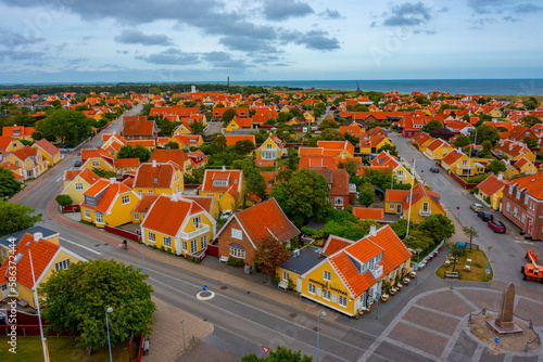 Obraz na plátně Aerial view of Danish town Skagen