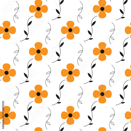 The pattern is seamless. Flowers abstract. pattern with elements
