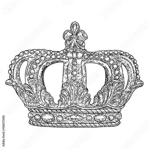 State Crown, made of gold and set with precious stones such as diamonds sapphires emeralds and pearls and rubies. Imperial State Crown used during the Coronation service and declaration of the King.