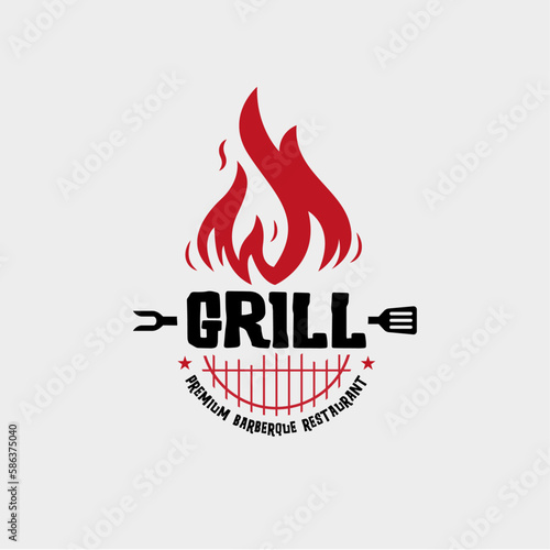 BBQ restaurant grill logo template