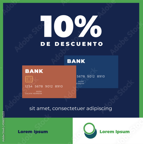 design template for social media with credit card 10% bank discount 