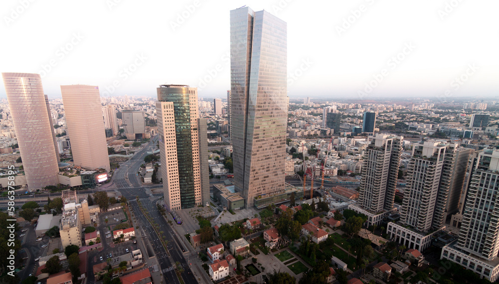 Tel Aviv city. Modern top view