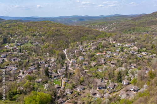 Aerial view of Bozhentsi architectural reserve in Bulgaria photo