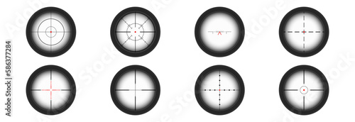 Set of vector sights on an isolated transparent background. Crosshair png. Weapon, sniper rifle. Icon set png.