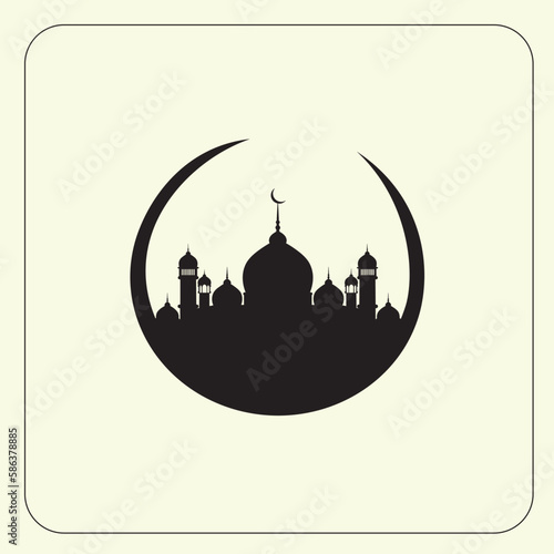 mosque moon icon islam islamic muslim religion silhouette icon image vector logo symbol