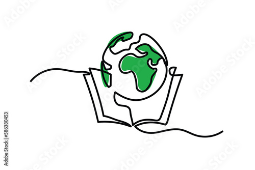 World international bookday oneline continuous single editable line art photo