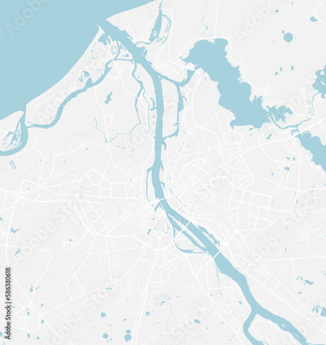 Editable vector street map of Riga city, Latvia. Vector illustration.