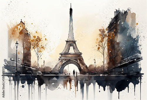 paris watercolor style, created by AI