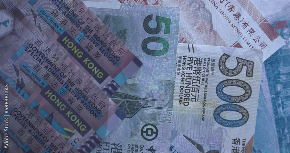 Banknotes Of Different Values Of Hong Kong Dollars, Money Background Banknotes Of Different Values Of Hong Kong Dollars, Money Background