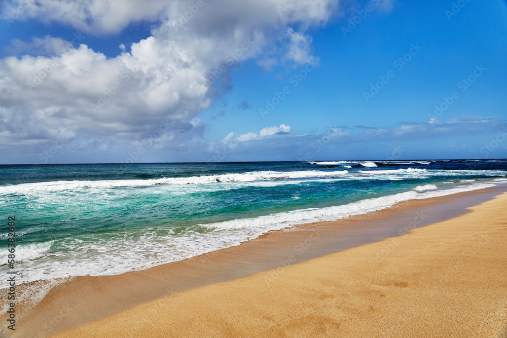 Shore Break waves on a Tropical Beach