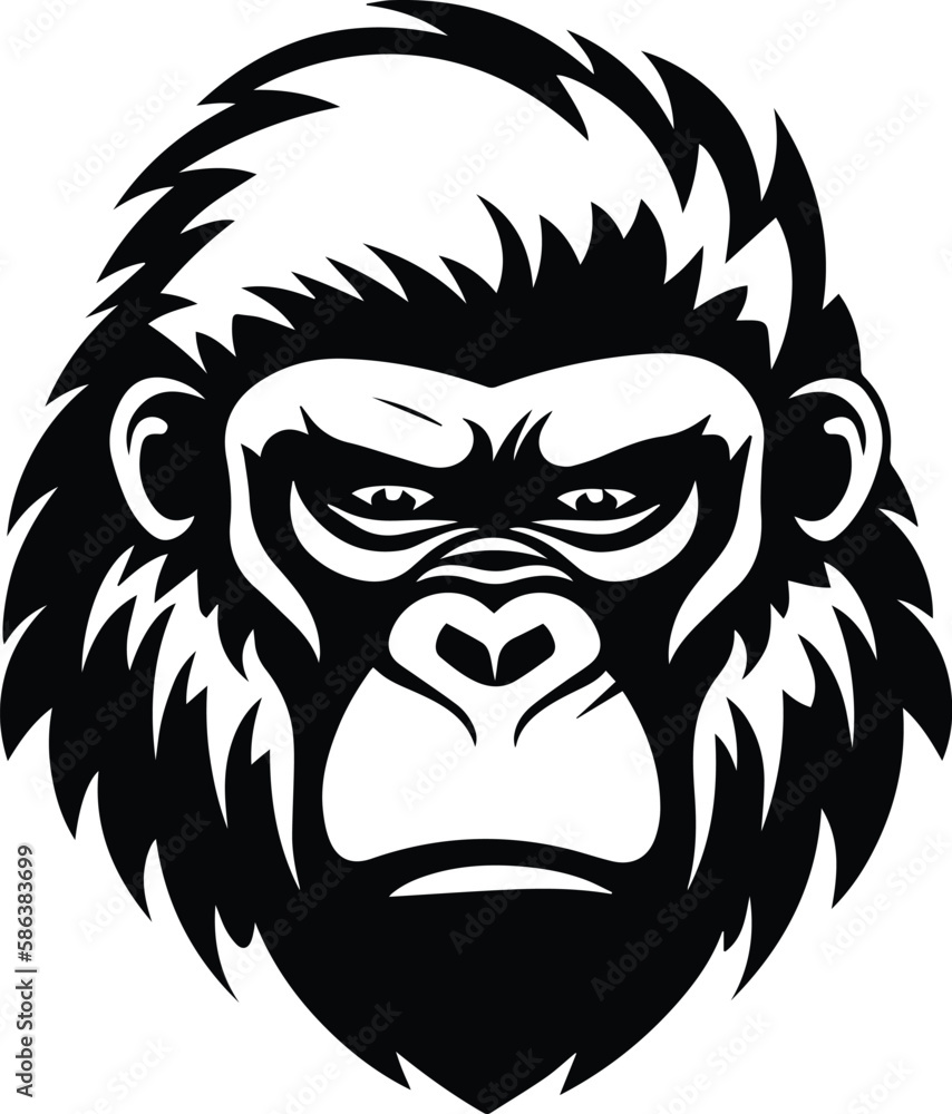 Gorilla Logo Monochrome Design Style
