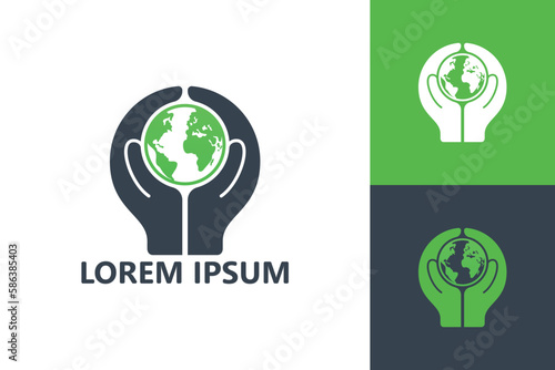Hand care the world logo template design vector