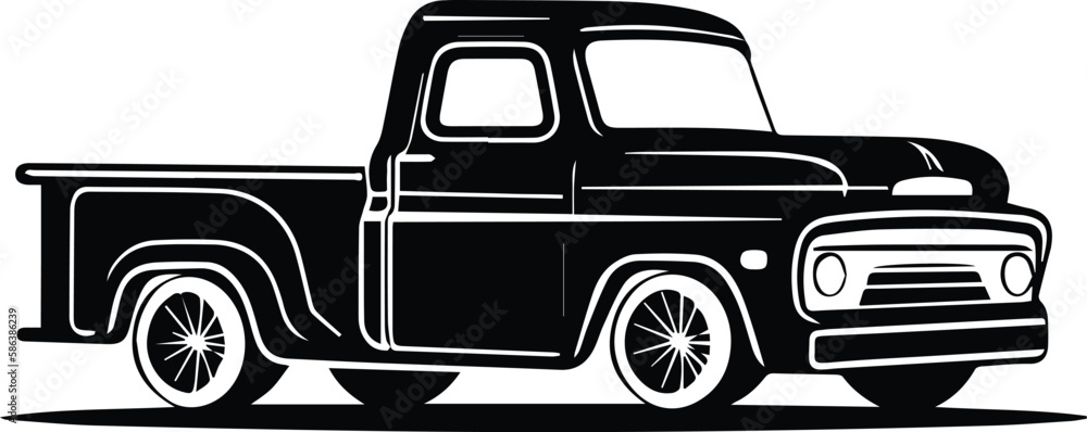 Pickup Truck Logo Monochrome Design Style
 - obrazy, fototapety, plakaty 