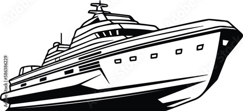 Luxury Yacht Logo Monochrome Design Style 