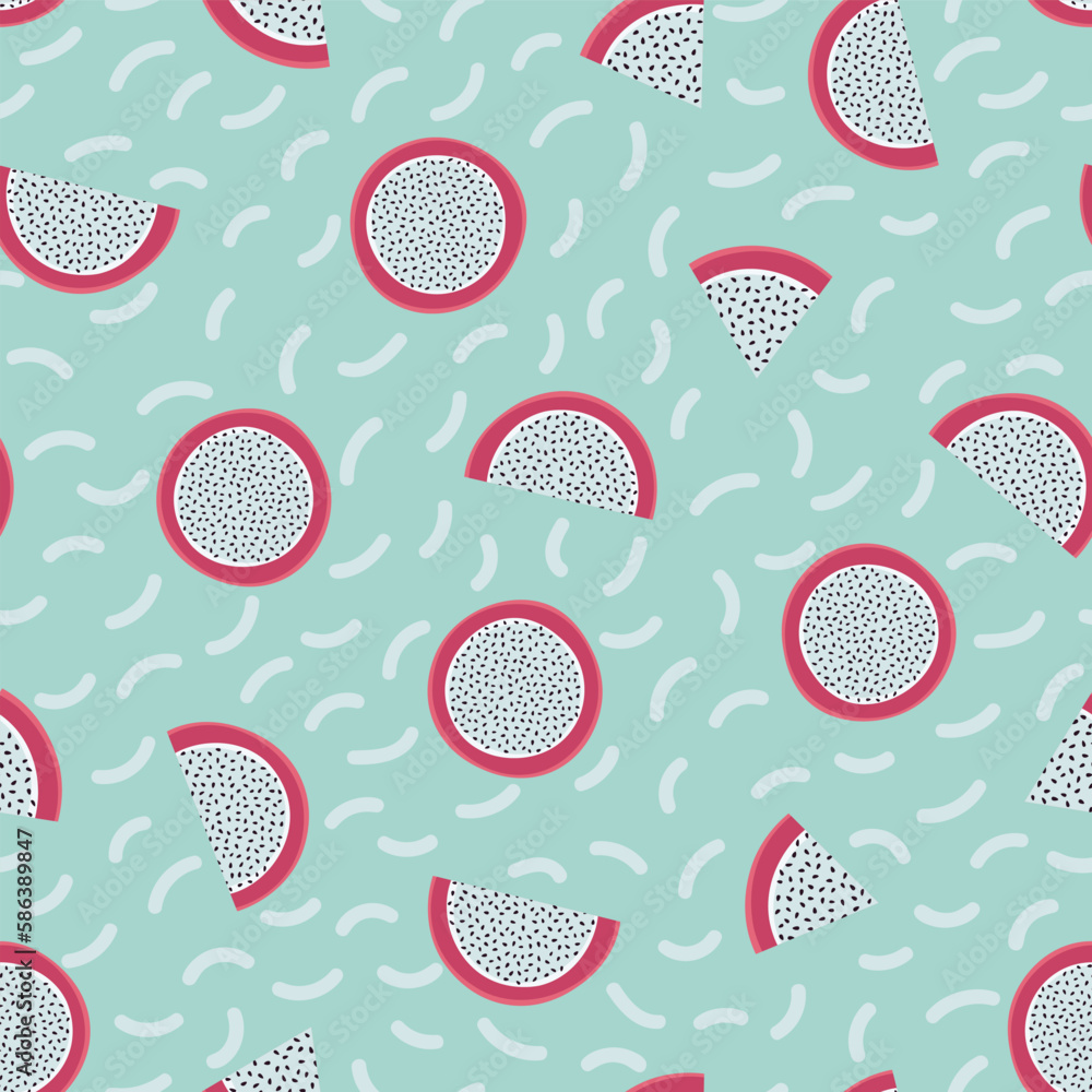 Fun Dragon Fruit Shapes Seamless Vector Repeat Pattern Fun Dragon Fruit Shapes Seamless Vector Repeat Pattern