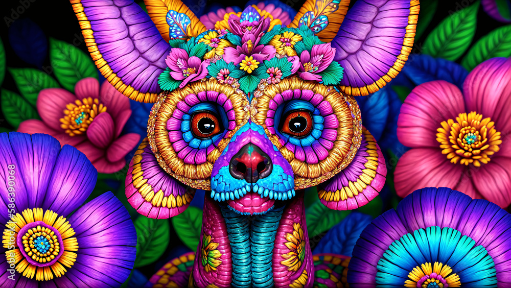 Fototapeta premium Día de Muertos México: Alebrije, IA Generativa