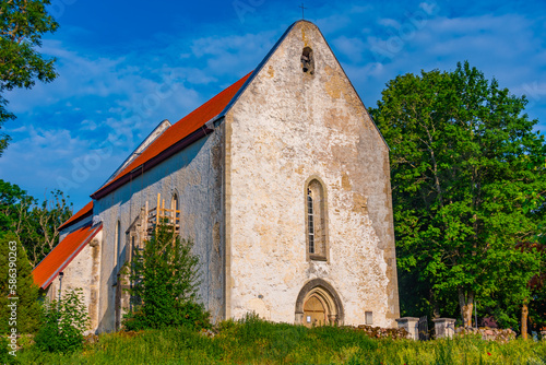 Karja church at Saaremaa island in Estonia photo