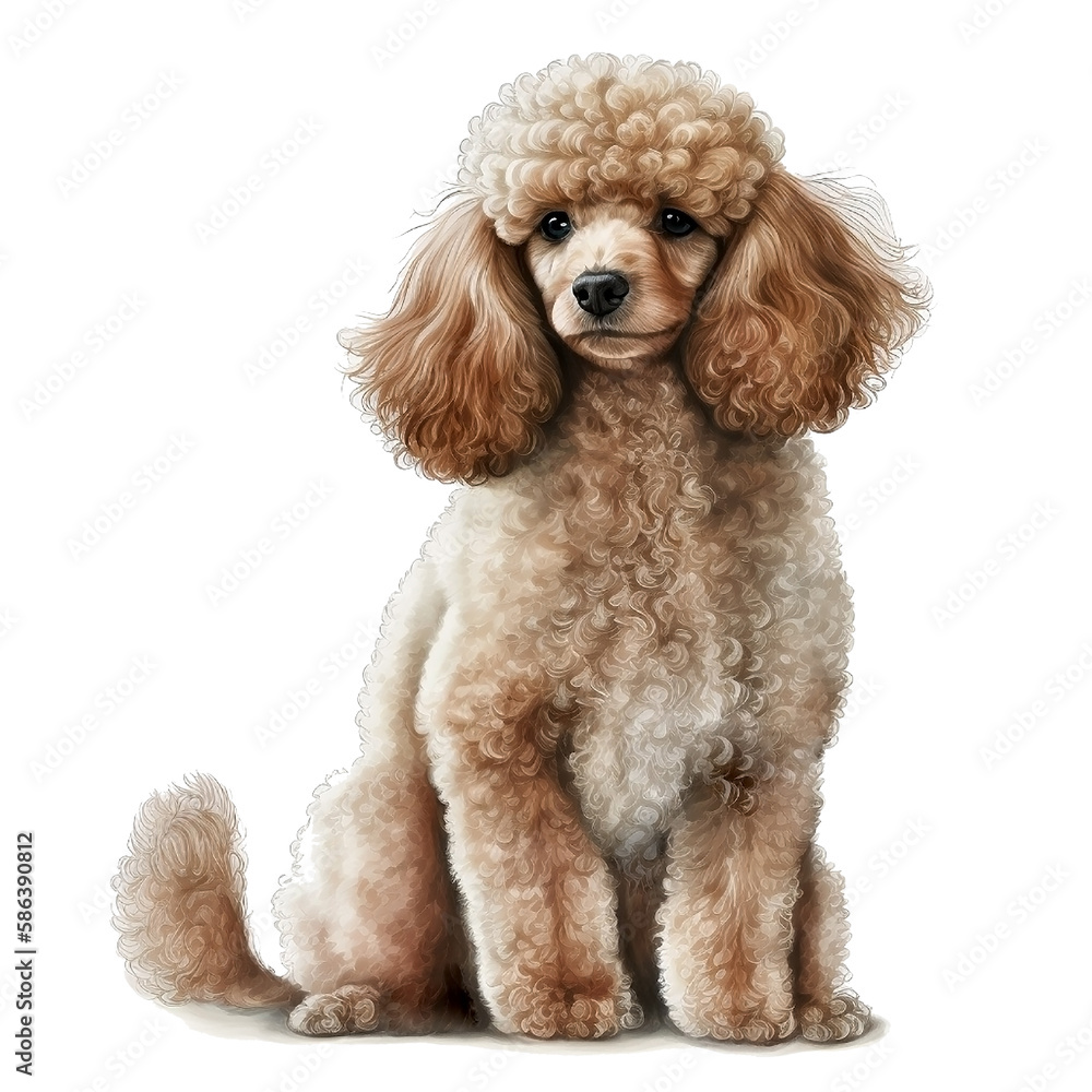 Illustration of a dog breed poodle on a white background, in full body in a realistic style Illustration of a dog breed poodle on a white background, in full body in a realistic style