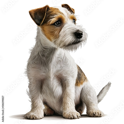 Illustration of a dog breed terrier on a white background, in full body in a realistic style