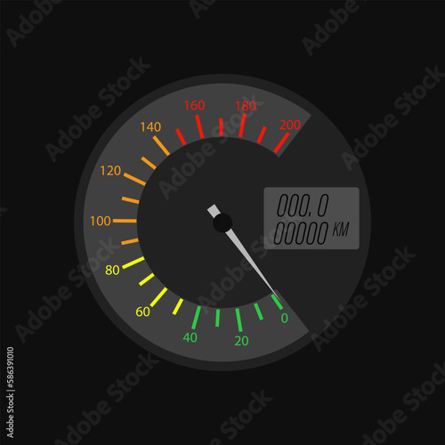 Speedometer set. Scale speed in flat style. Vector illustration.