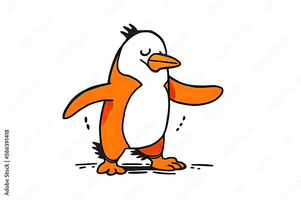 an Adorable Penguin Standing on Its Hind Legs in a Playful Pose. Generative AI an Adorable Penguin Standing on Its Hind Legs in a Playful Pose. Generative AI