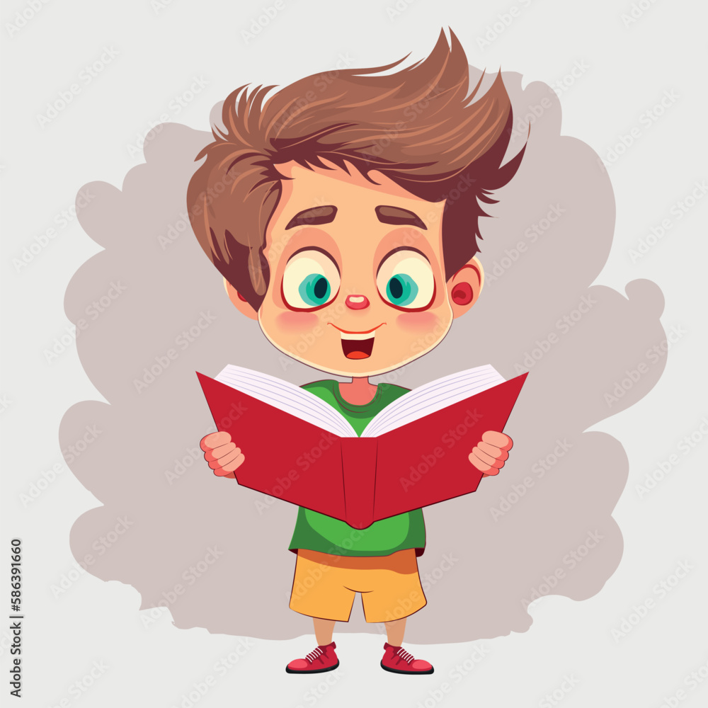 Happy kids and book. Children reading a book Back to School Concept . Vector illustration Happy kids and book. Children reading a book Back to School Concept . Vector illustration