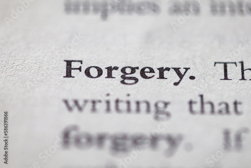 forgery printed in text on page as visual aid or business law reference