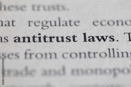 antitrust laws printed in text on page as visual aid or business law reference