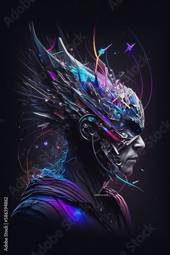 Abstrakt Cyberpunk digitale Kunst mit futuristischen Stil

