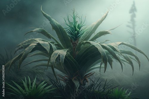 tropical plant with long pointed leaves created with Generative AI technology