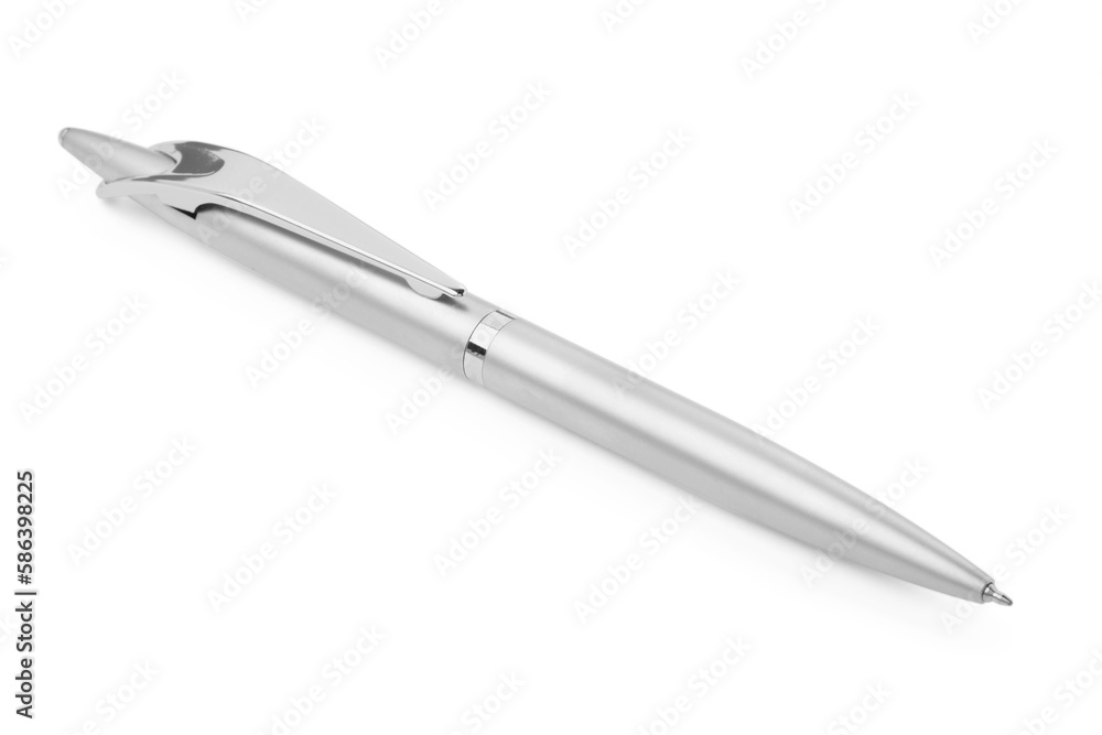 New stylish silver pen isolated on white New stylish silver pen isolated on white